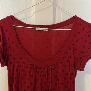 Forever 21 red scoop-neck t-shirt with black polka dots